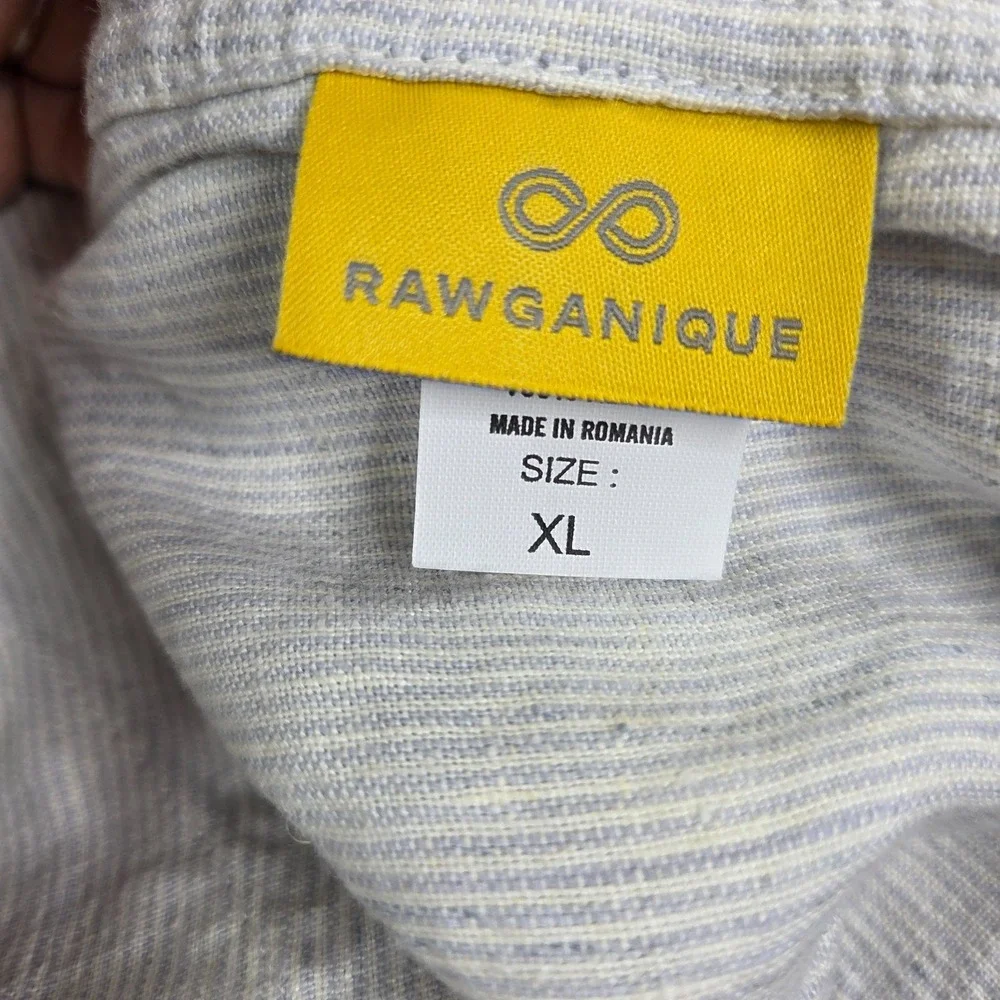 Rawganique Mens XL Joey Elastic 100% Raw Hemp Boxer Shorts Romania Striped Ivory